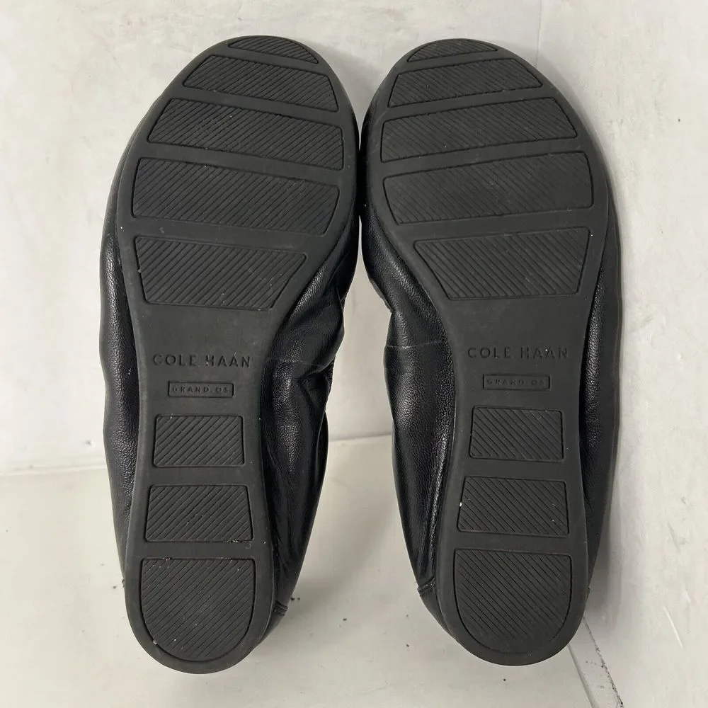 Cole Haan Tali Black Leather Ballet Ballerina Flat Shoes Bow Slip-on Comfort - 7